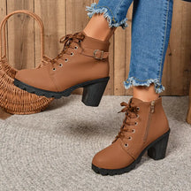 Botas de tornozelo de salto plataforma outono inverno para mulheres.