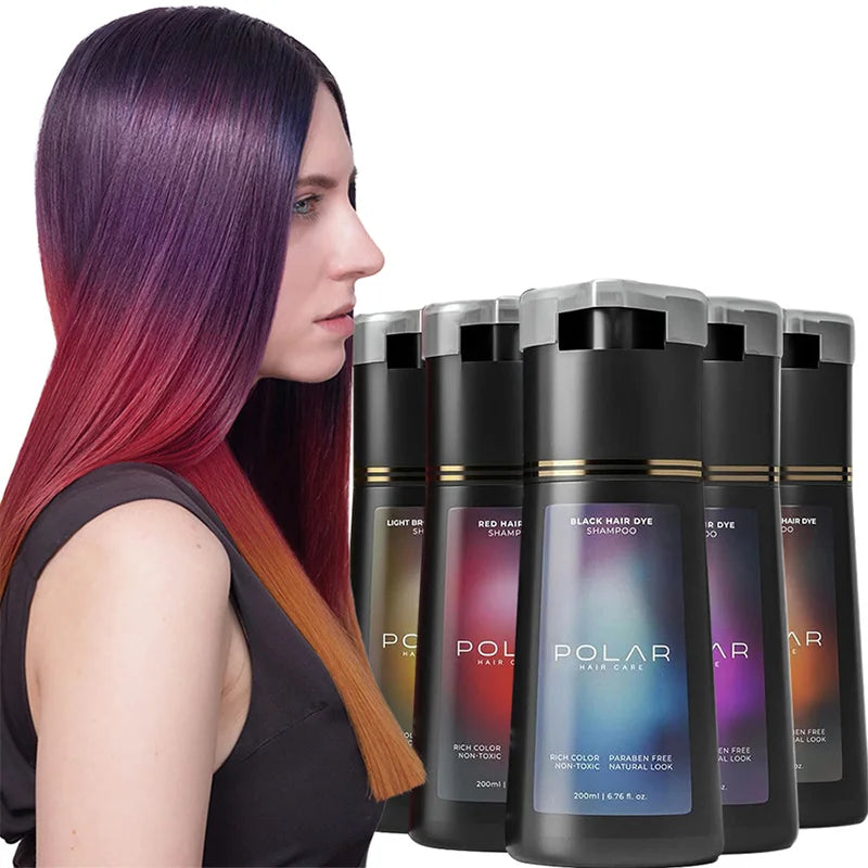 Shampoo Polar Hair Care de tintura de cabelo 200ml para coloração rápida e longa duração. Serve para homens e mulheres.