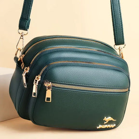Bolsa de couro de alta qualidade, moda feminina. Multi-bolso resistente ao desgaste.