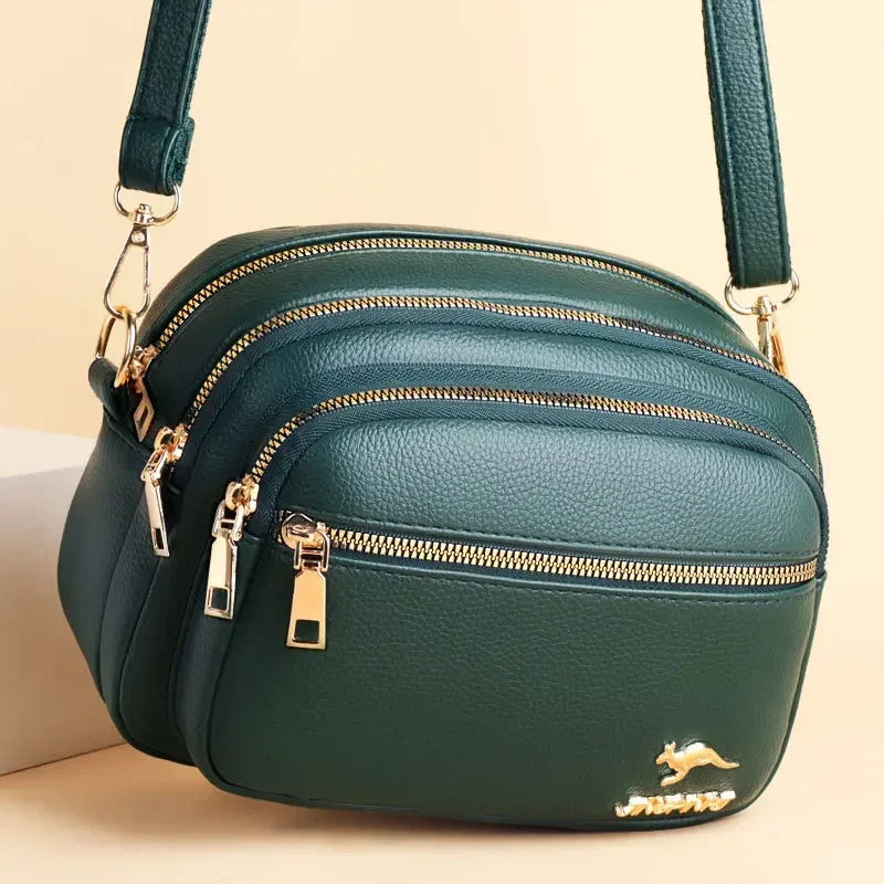Bolsa de couro de alta qualidade, moda feminina. Multi-bolso resistente ao desgaste.