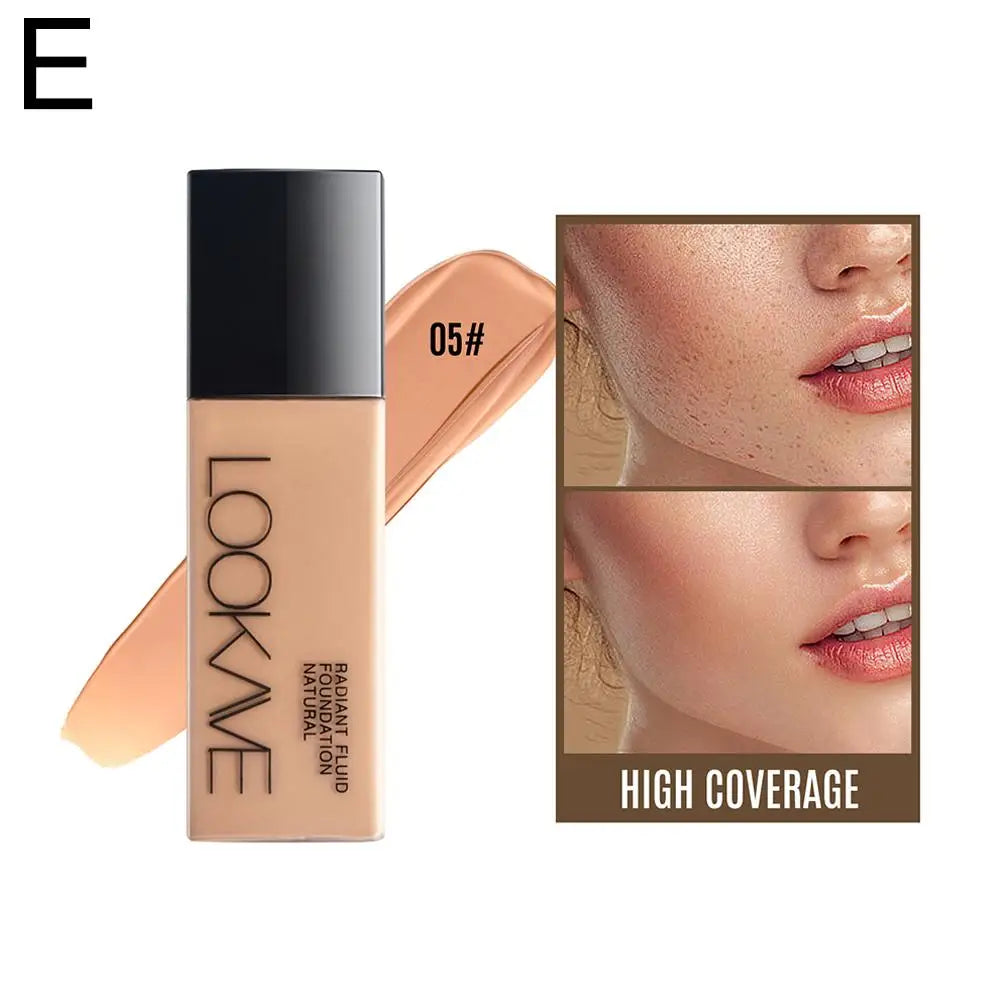 Base Líquida LOOKAVE de Longa Duração, Cobertura Total, Creme Mate, Corretivo de Maquiagem, Base Líquida Natural Hidratante