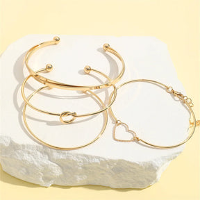 Pulseiras de aço inoxidável 4 peças cor dourada para mulheres