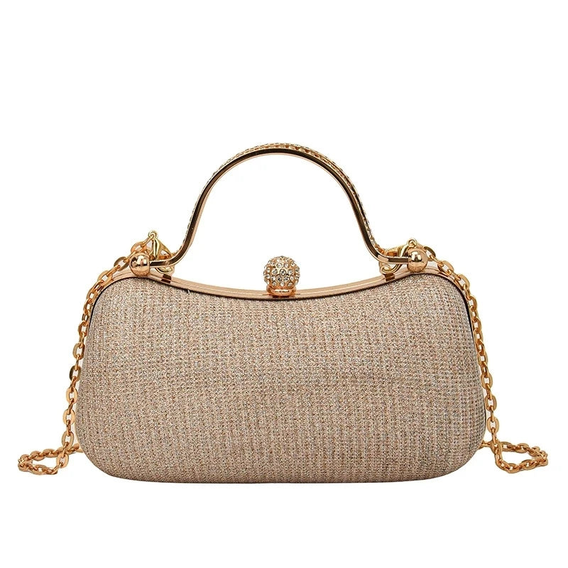 Mini bolsa brilhante de luxo de corrente com strass e glitter. Perfeita para festas, casamentos, bailes de formatura e jantares.