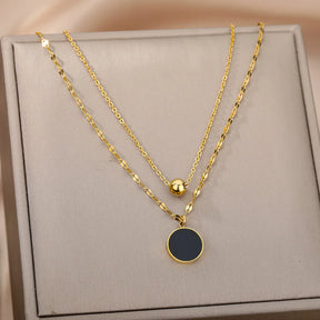 Colar de coração, lua, pérola, estrela multicamadas de aço inoxidável 316l, para mulheres, meninas, cor dourada