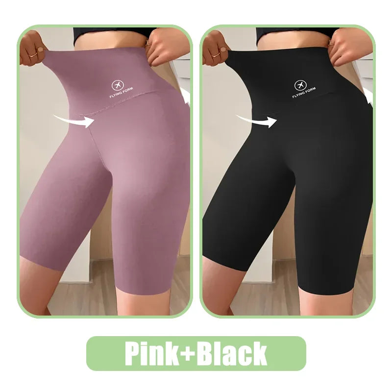 Shorts esportivos para mulheres, leggings de cintura alta, para ciclismo, academia, ioga e fitness.