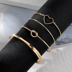 Pulseiras de aço inoxidável 4 peças cor dourada para mulheres