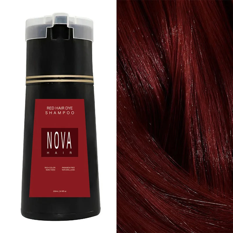 Shampoo de tingimento capilar Black Nova Hair Instant Dye 3 em 1 para homens e mulheres . Fórmula que cuida dos cabelos, controla a oleosidade e da nutrição capilar.