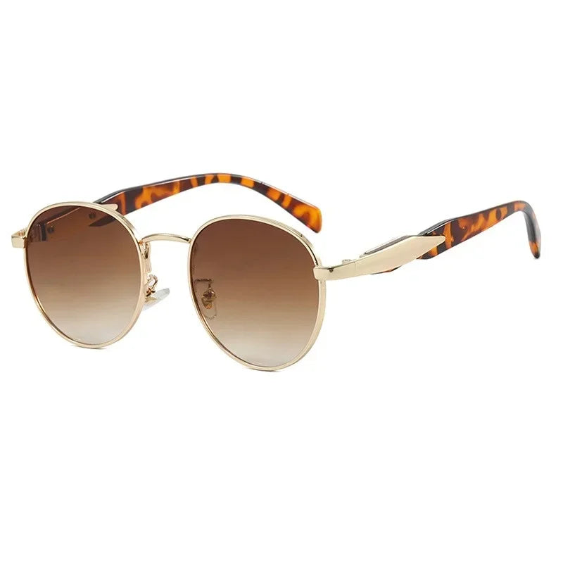 Óculos femininos de sol redondos da Vintage com proteção UV 400.