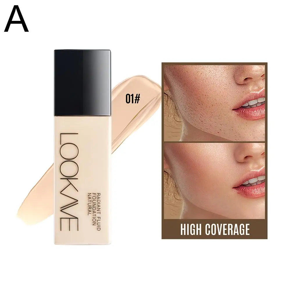 Base Líquida LOOKAVE de Longa Duração, Cobertura Total, Creme Mate, Corretivo de Maquiagem, Base Líquida Natural Hidratante