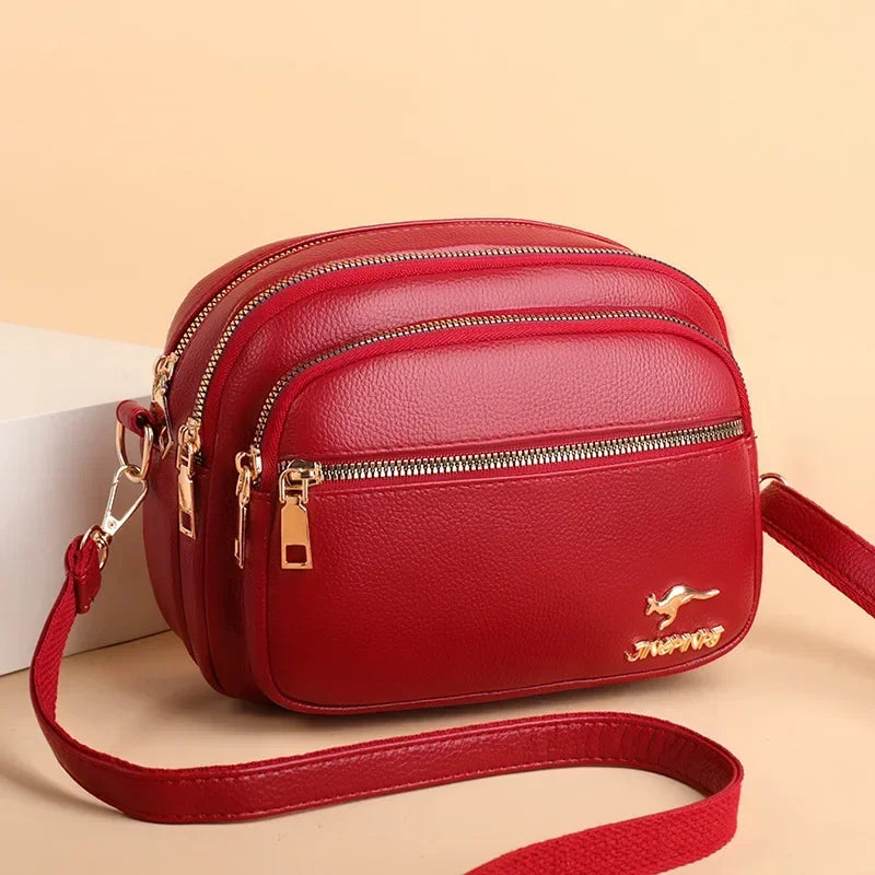 Bolsa de couro de alta qualidade, moda feminina. Multi-bolso resistente ao desgaste.