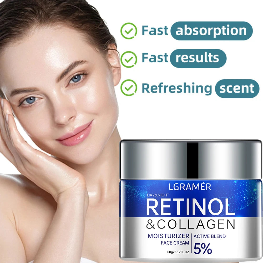 Creme antirrugas com retinol, antienvelhecimento, firmador, suaviza linhas finas, clareador, hidratante e iluminador.