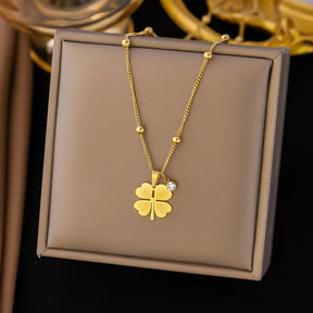 Colar de pingente de flor de aço inoxidável para mulheres cor dourada de alta qualidade