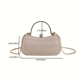 Mini bolsa brilhante de luxo de corrente com strass e glitter. Perfeita para festas, casamentos, bailes de formatura e jantares.