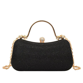 Mini bolsa brilhante de luxo de corrente com strass e glitter. Perfeita para festas, casamentos, bailes de formatura e jantares.