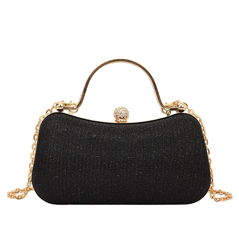 Mini bolsa brilhante de luxo de corrente com strass e glitter. Perfeita para festas, casamentos, bailes de formatura e jantares.