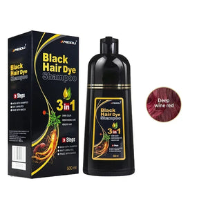 Cabelo Preto Intenso com Shampoo Black Hair Dye 3 em 1