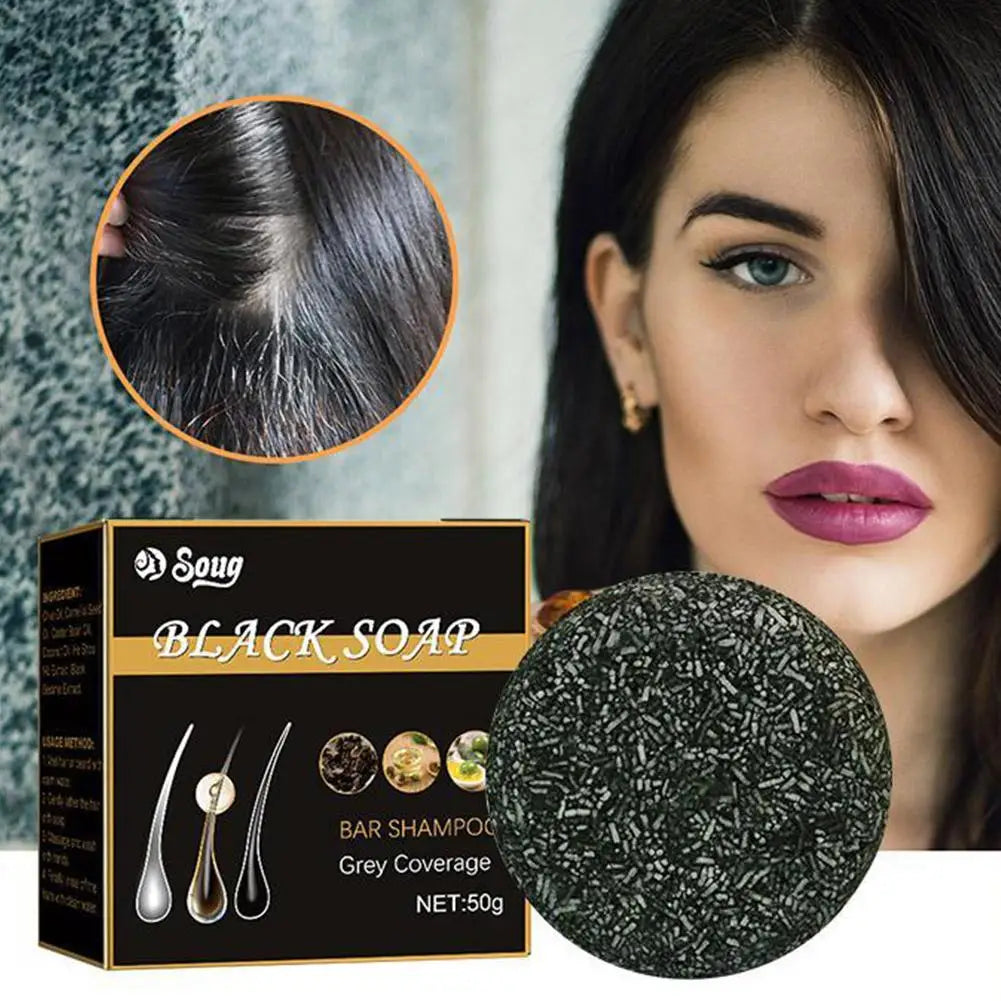 Shampoo Polygonum Hair Darkening em barra para escurecimento do cabelo