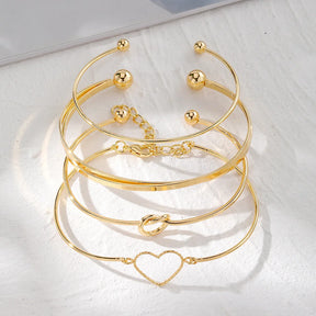 Pulseiras de aço inoxidável 4 peças cor dourada para mulheres