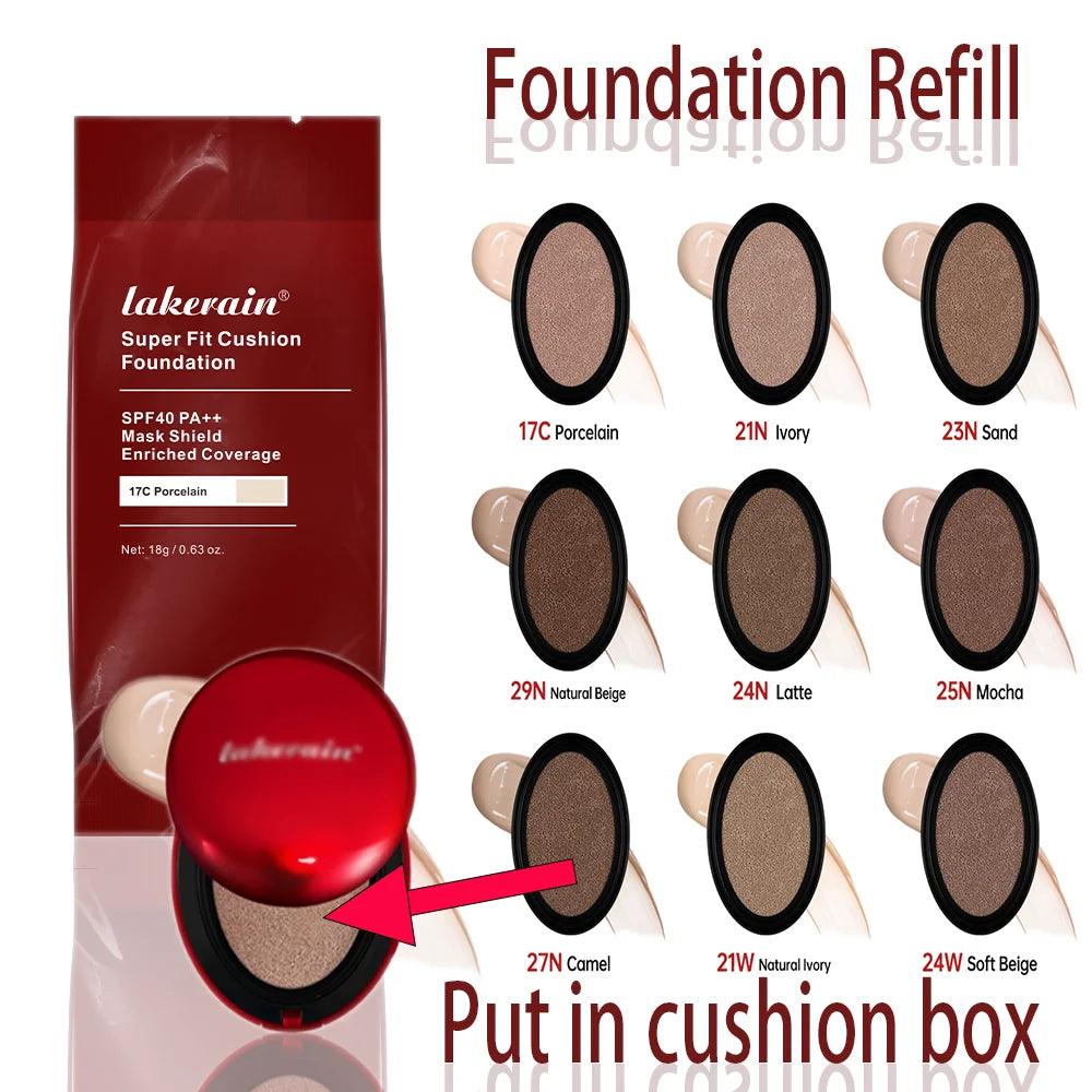 Base Lakerain Super Fit Cushion Refill à prova d'água, 72 horas de duração, com proteção solar UV.