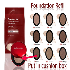 Base Lakerain Super Fit Cushion Refill à prova d'água, 72 horas de duração, com proteção solar UV.