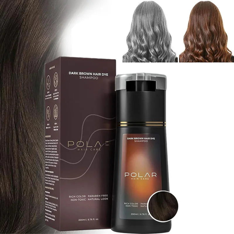 Shampoo Polar Hair Care de tintura de cabelo 200ml para coloração rápida e longa duração. Serve para homens e mulheres.