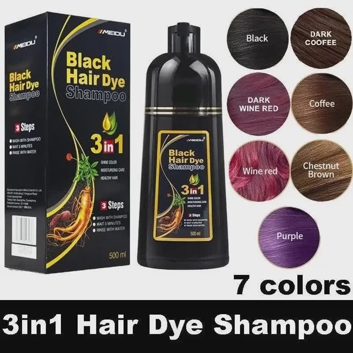 Shampoo de tintura de cabelo 3 em 1 escurecimento de cabelos instantâneo do branco ao preto.